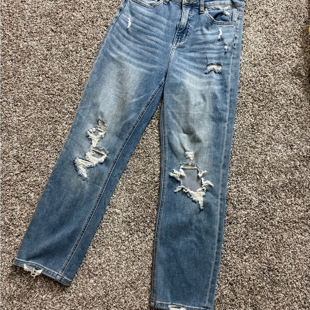 Windsor Blue Distressed Straight Leg Jeans